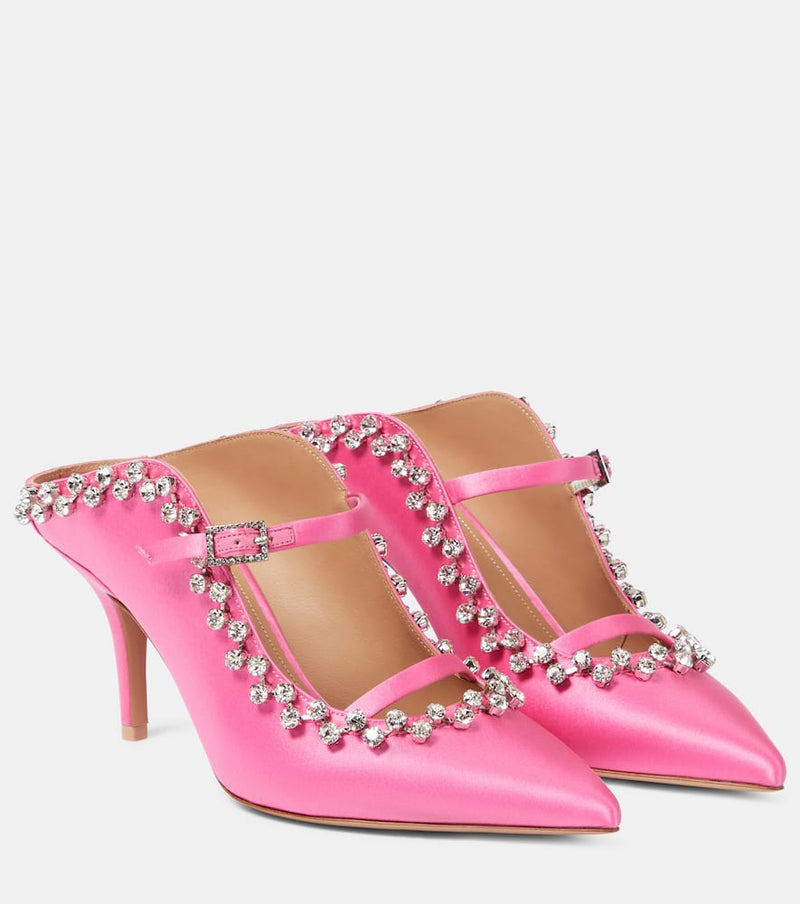 Malone Souliers Gala embellished satin mules