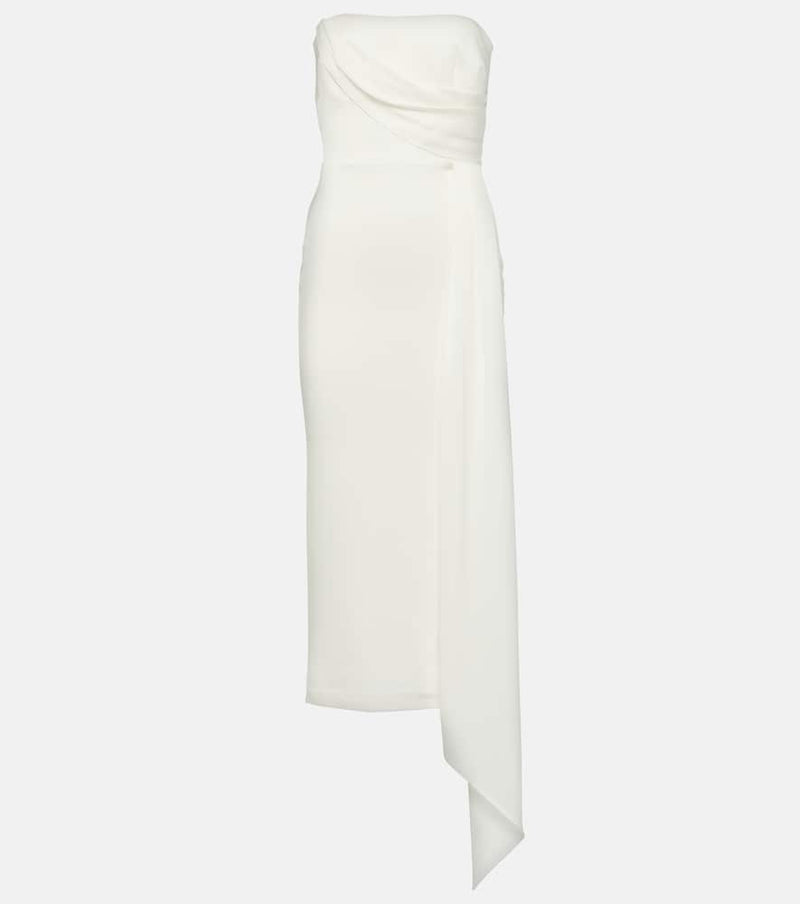 Alex Perry Bridal draped strapless crepe midi dress