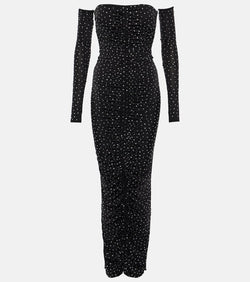 Alex Perry Embellished strapless jersey maxi dress