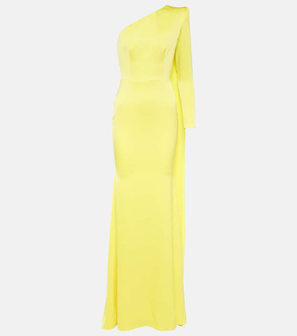 Alex Perry Caped one-shoulder satin gown