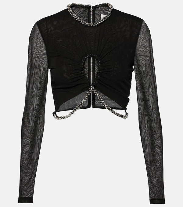 Dion Lee Embellished cutout jersey crop top