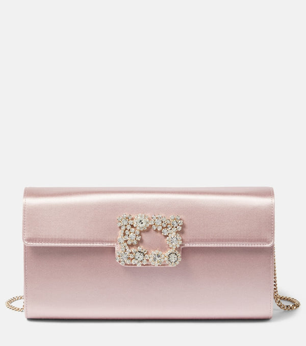 Roger Vivier Flower Strass satin clutch