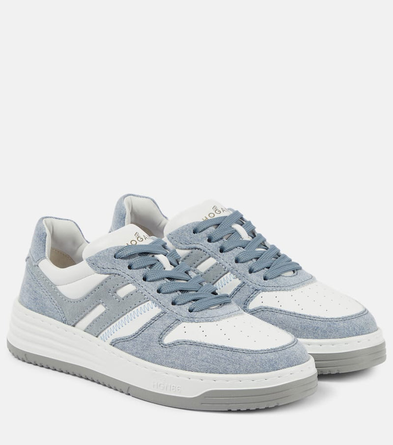 Hogan H630 denim-trimmed leather sneakers