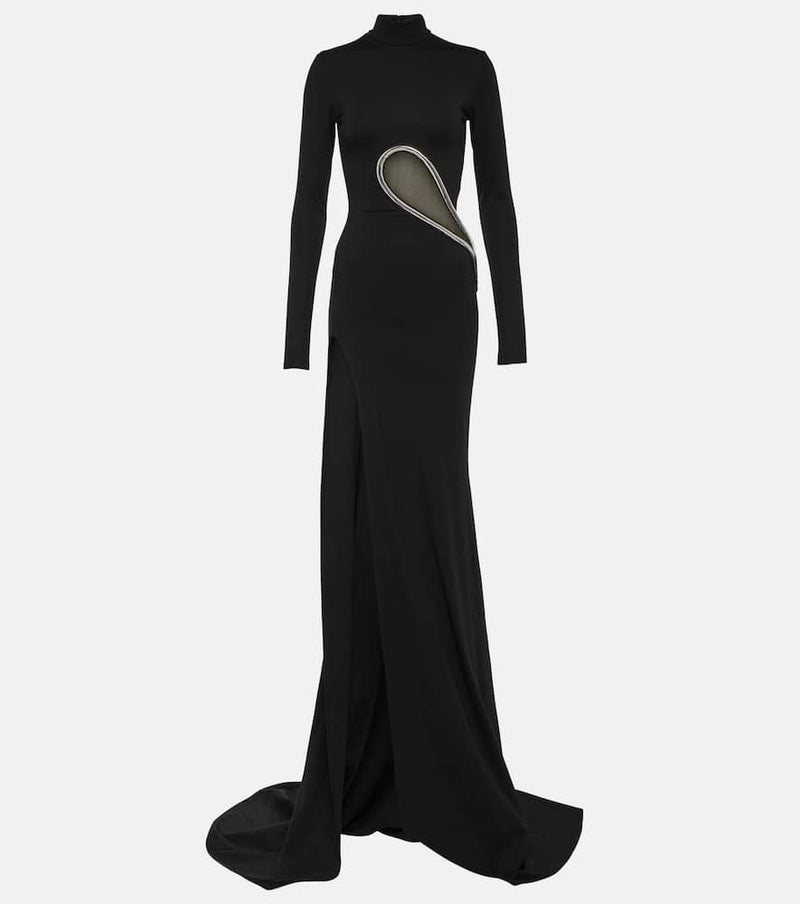 David Koma Paneled embellished jersey gown