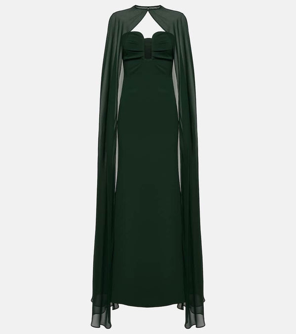 Roland Mouret Caped strapless satin crepe gown