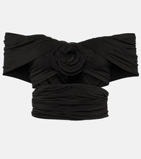 Magda Butrym Floral off-shoulder ruched crop top