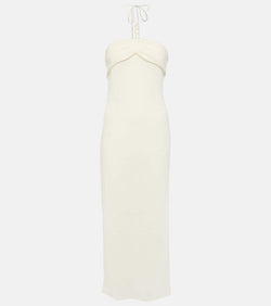 Magda Butrym Pearl-detail halterneck midi dress