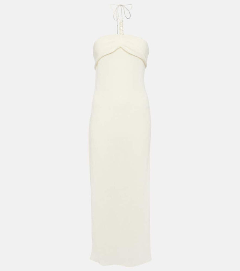 Magda Butrym Pearl-detail halterneck midi dress