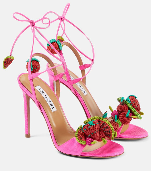 Aquazzura Strawberry Punch 105 raffia sandals