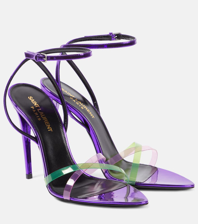 Saint Laurent Fever 110 PVC and patent leather sandals