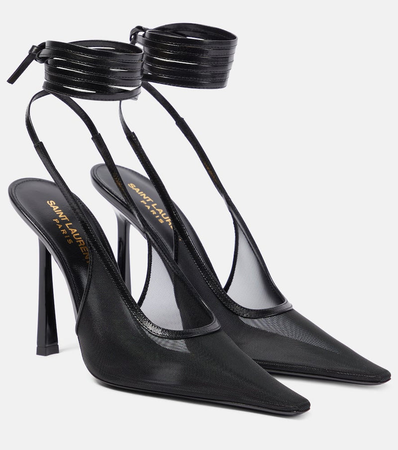 Saint Laurent Oxalis 110 mesh slingback pumps