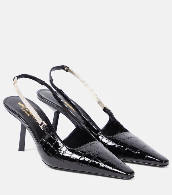 Saint Laurent Blake croc-effect leather slingback pumps