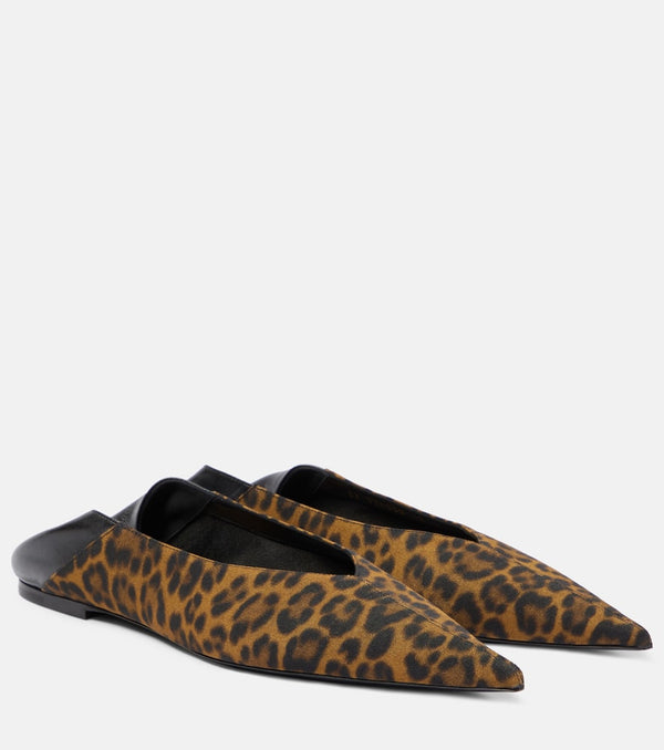 Saint Laurent Nour leopard-print leather-trimmed mules