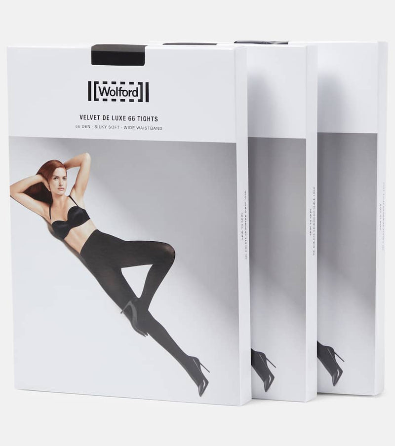 Wolford Velvet De Luxe 66 set of 3 tights