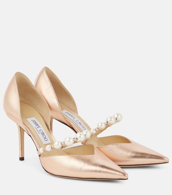 Jimmy Choo Aurelie 85 metallic leather pumps