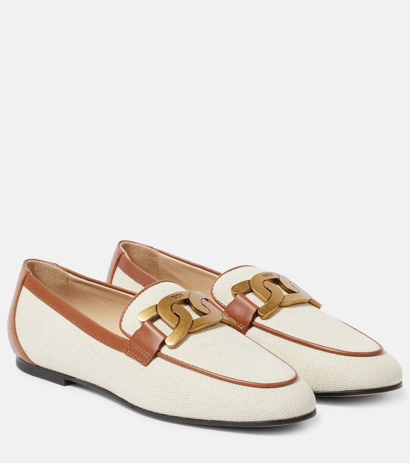 Tod's Catena leather-trimmed canvas loafers