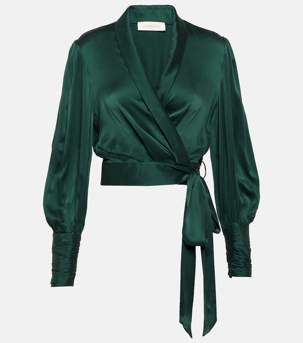 Zimmermann Wrap silk satin crop top