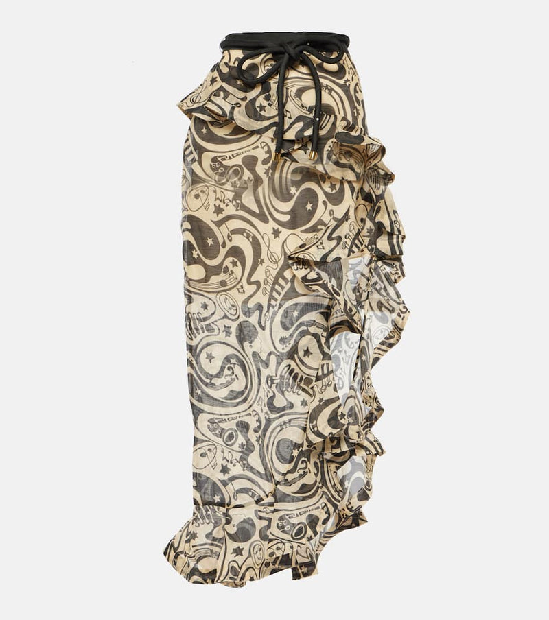 Zimmermann Matchmaker linen and silk midi skirt