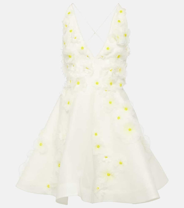 Zimmermann Daisy floral-appliqué linen and silk minidress