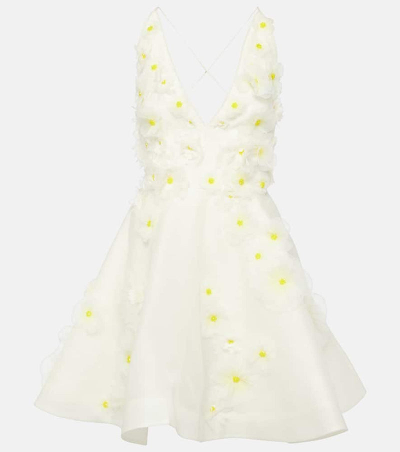 Zimmermann Daisy floral-appliqué linen and silk minidress