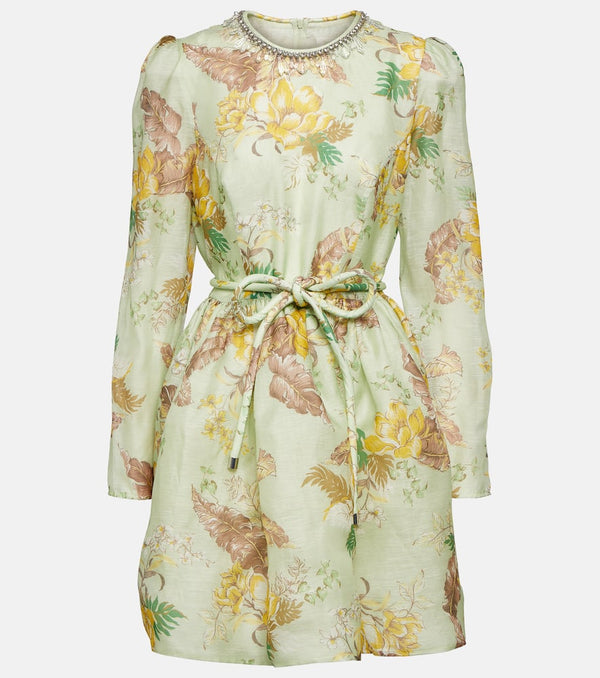 Zimmermann Matchmaker floral linen and silk minidress