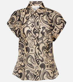 Zimmermann Matchmaker printed linen and silk blouse