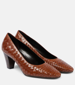 The Row Charlotte 65 braided leather pumps