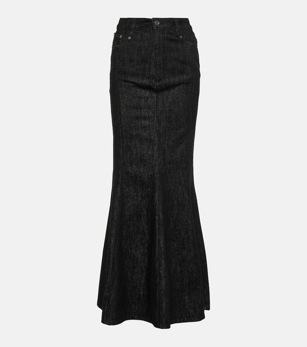 Self-Portrait Flared denim maxi skirt