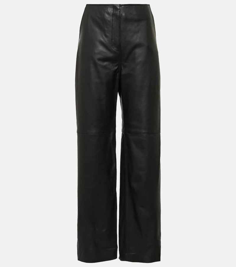 Toteme High-rise leather wide-leg pants