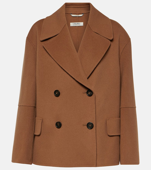 S Max Mara Cape double-breasted virgin wool peacoat