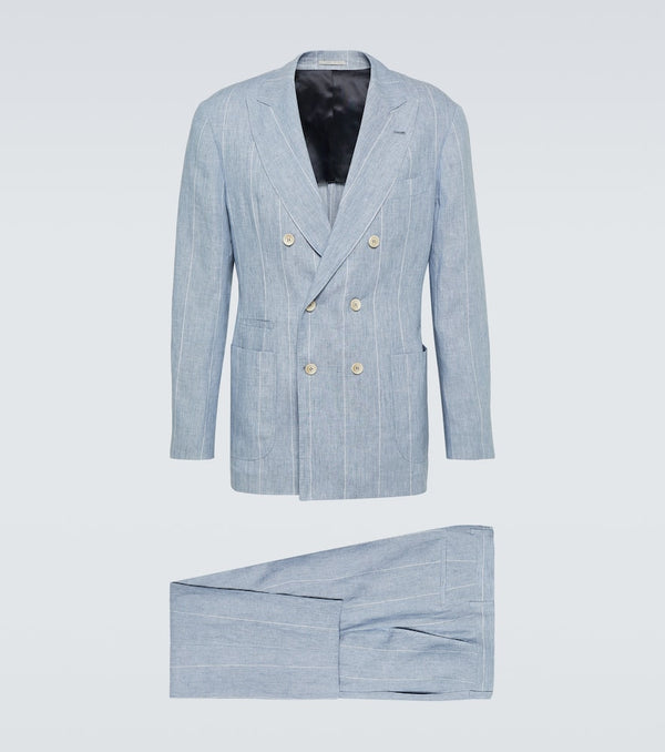 Brunello Cucinelli Striped double-breasted linen suit