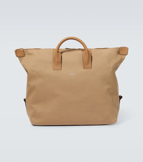 Zegna Raglan leather-trimmed duffel bag