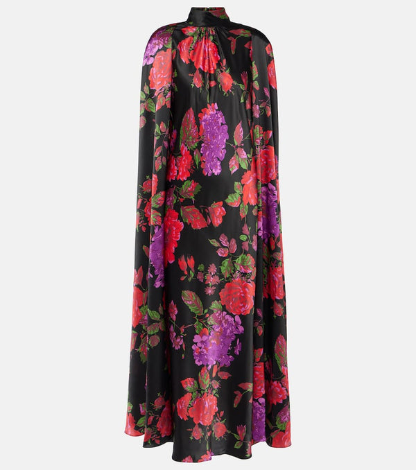 Rodarte Caped floral silk maxi dress