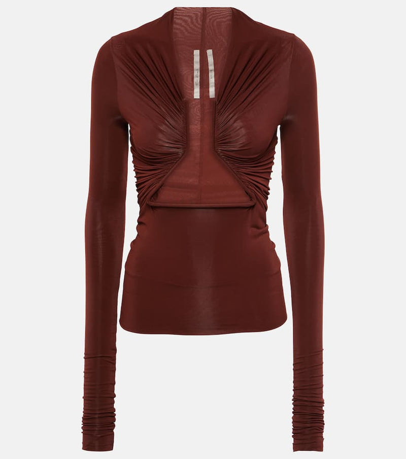 Rick Owens Cutout ruched jersey top