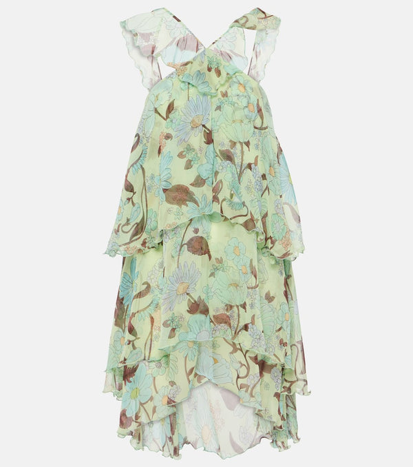 Stella McCartney Tiered printed silk minidress