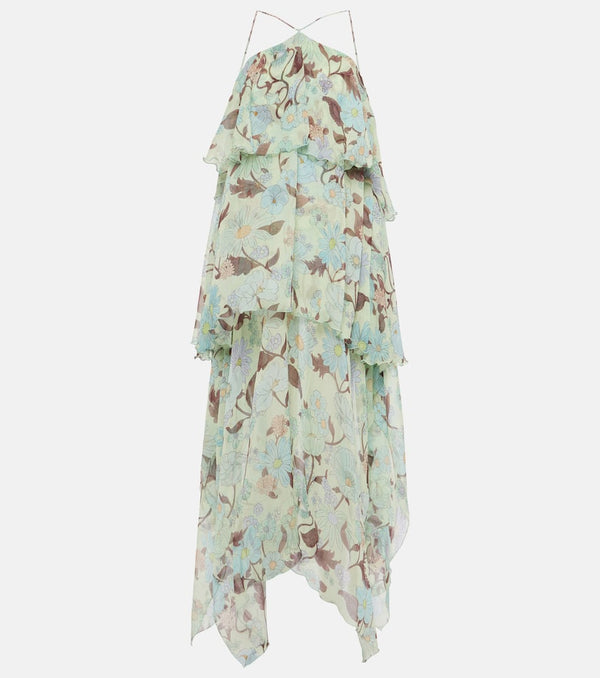 Stella McCartney Tiered printed silk maxi dress