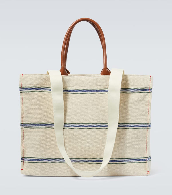 Marni Logo leather-trimmed tote bag