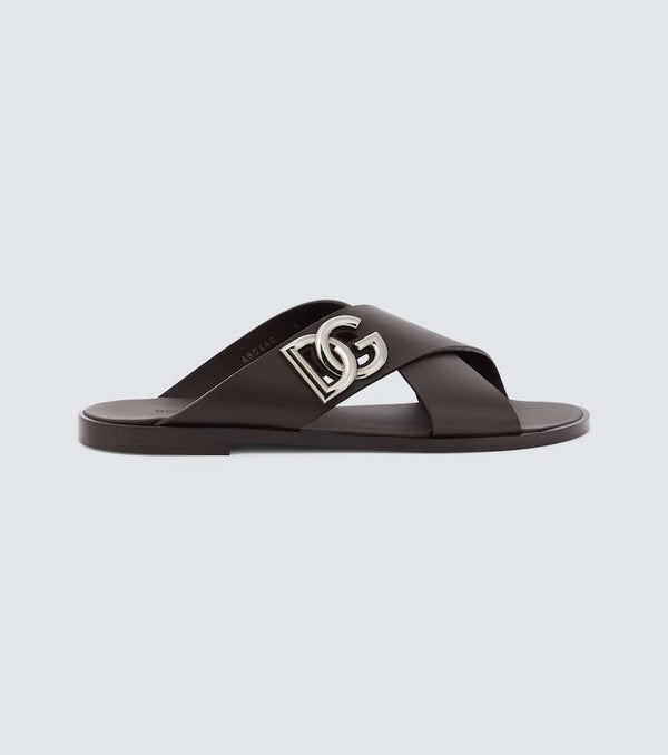 Dolce & Gabbana Logo leather slides