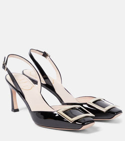 Roger Vivier Trompette 70 patent leather slingback pumps