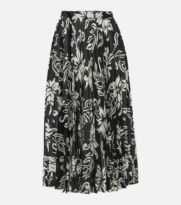 Sacai Pleated floral midi skirt