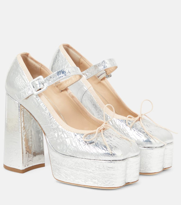 Simone Rocha Metallic leather platform pumps