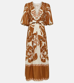 Adriana Degreas Printed puff-sleeve silk maxi dress