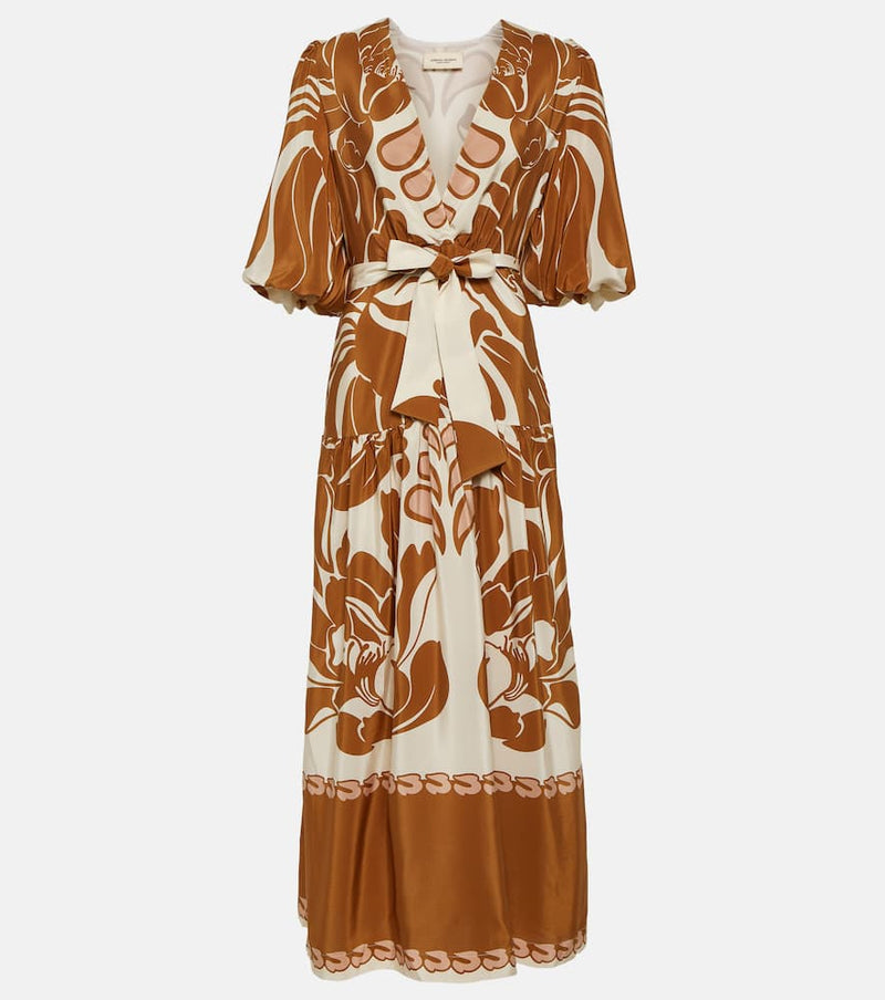 Adriana Degreas Printed puff-sleeve silk maxi dress