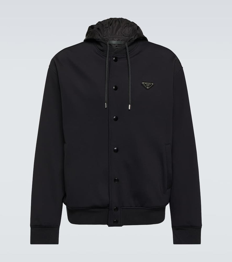 Prada Hooded logo bomber jacket