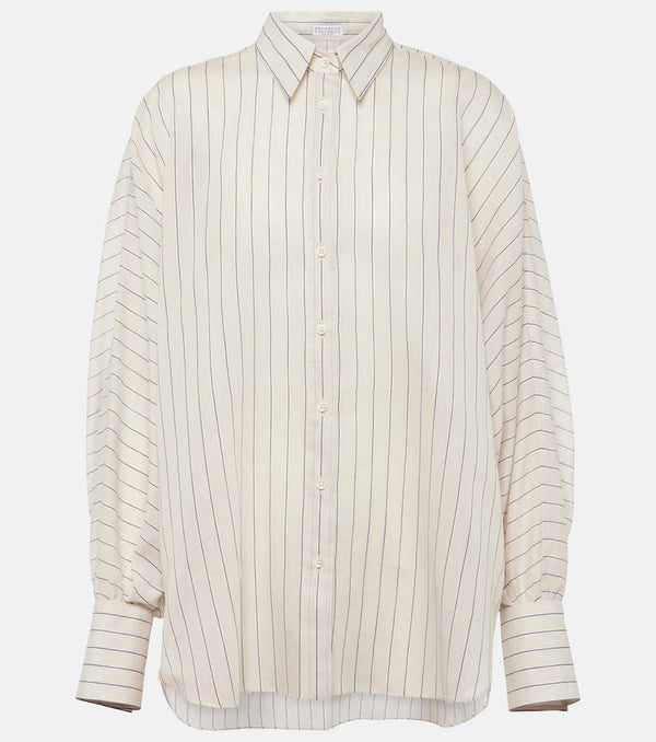 Brunello Cucinelli Cotton-blend lamé shirt