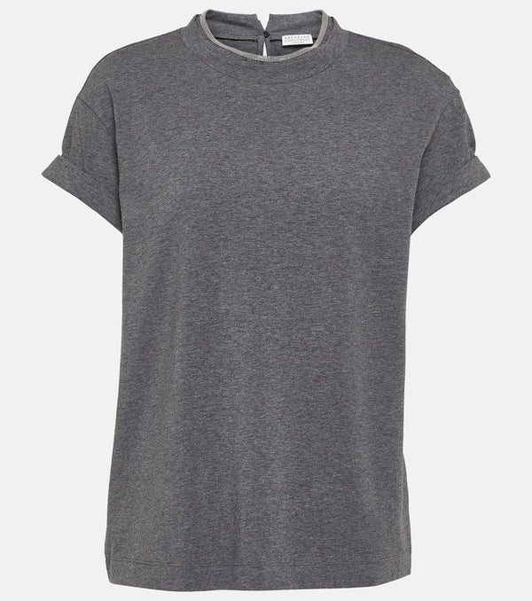 Brunello Cucinelli Embellished cotton-blend T-shirt