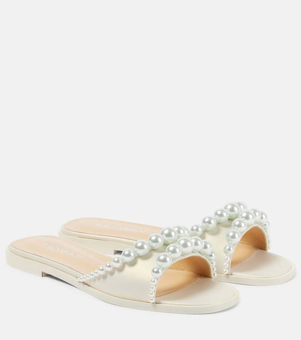 Mach & Mach Sirene faux-pearl leather slides