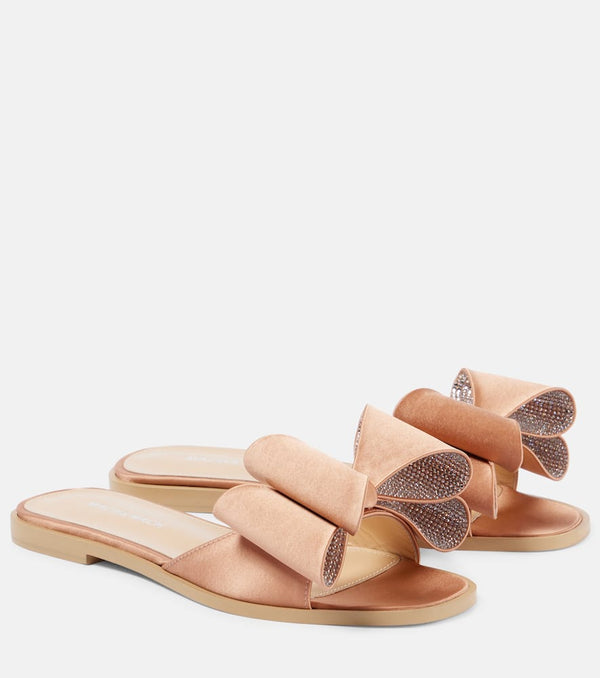 Mach & Mach Le Cadeau Double Bow satin slides