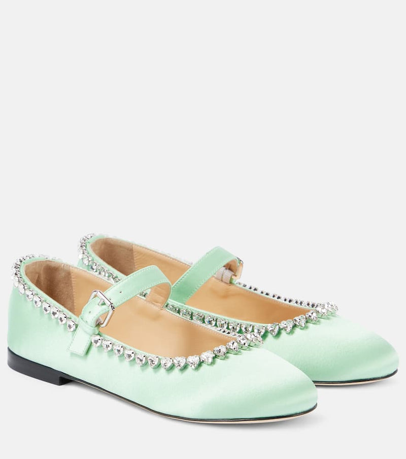 Mach & Mach Audrey embellished satin Mary Jane flats