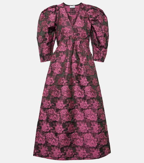 Ganni Floral jacquard midi dress